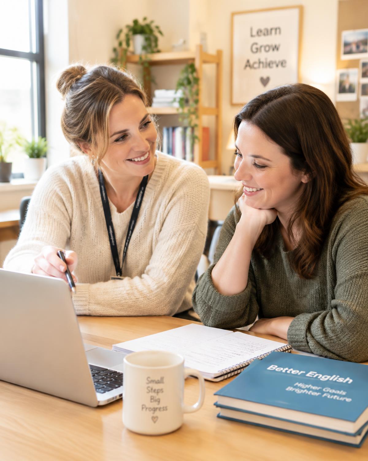 A teacher working one-on-one with an adult student